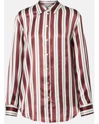 Asceno - Striped Silk Satin Pajama Shirt - Lyst