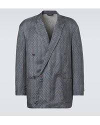 Giorgio Armani - Printed Double-Breasted Blazer - Lyst