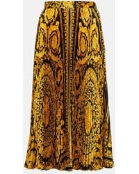Versace - Barocco Pleated Midi Skirt - Lyst