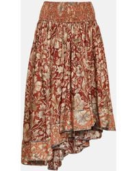 Zimmermann - Chintz Floral Asymmetric Silk Midi Skirt - Lyst