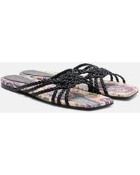 Etro - Canvas-Trimmed Printed Leather Slides - Lyst