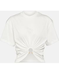 Rabanne - Embellished Cotton Jersey Crop Top - Lyst