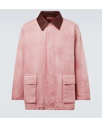 AURALEE - Leather-Trimmed Cotton Blouson Jacket - Lyst