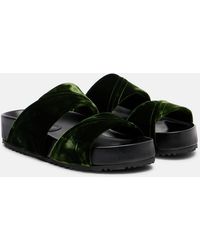 Dries Van Noten - Leather-Trimmed Velvet Slides - Lyst