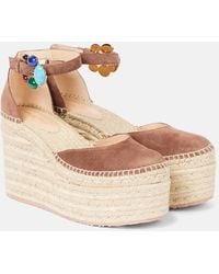 Gianvito Rossi - Shanti 100 Suede Espadrille Wedges - Lyst