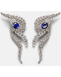 YEPREM - Reign Supreme 18Kt Earrings With Diamonds And Sapphires - Lyst