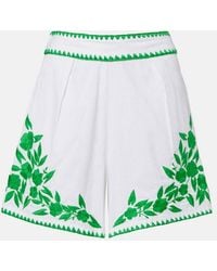 Juliet Dunn - Embroidered Cotton And Linen Shorts - Lyst