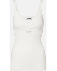 Miu Miu - Top De Algodon Con Encaje - Lyst
