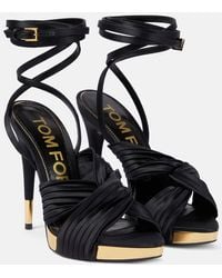 Tom Ford - Pleated Satin Ankle-wrap Platform Sandals - Lyst
