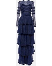 Costarellos - Frill-trimmed Tiered Lace Gown - Lyst