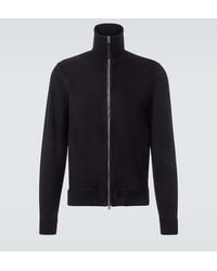 Tom Ford - Suede And Wool-Blend Zip-Up Sweater - Lyst