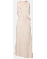 Victoria Beckham - Asymmetric Draped Floral Satin Midi Dress - Lyst