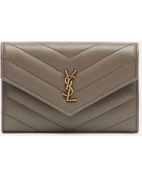 Saint Laurent - Cassandre Leather Card Holder - Lyst
