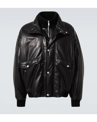 Prada - Oversized Padded Leather Bomber Jacket - Lyst