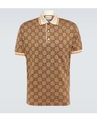 Gucci - gg-bonogram Silk And Cotton-blend Piqué Polo Shirt - Lyst