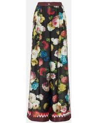 Dolce & Gabbana - Floral-print Wide-leg Silk-satin Trousers - Lyst