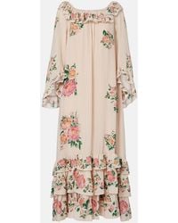 Chloé - Floral Organic Silk Crepe De Chine Dress - Lyst