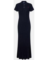 Polo Ralph Lauren - Ribbed-Knit Cotton-Blend Polo Dress - Lyst