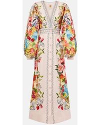 FARM Rio - Floral Linen-Blend Maxi Dress - Lyst