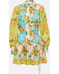 ALÉMAIS - Printed Colorblocked Linen Shirt Dress - Lyst
