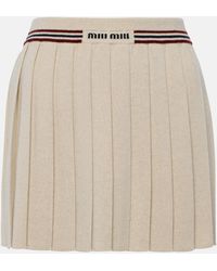Miu Miu - Pleated Cashmere Miniskirt - Lyst
