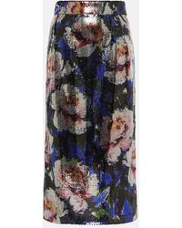 Dolce & Gabbana - Sequined Floral Midi Skirt - Lyst