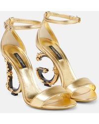 Dolce & Gabbana Keira Metallic Leather Sandals