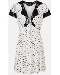 RIXO London - Polka-Dot Lace-Trimmed Minidress - Lyst