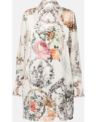 Camilla - Robe chemise en satin de soie a fleurs - Lyst