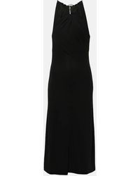 Givenchy - Vestido midi de crepe con encaje - Lyst