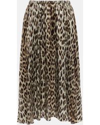 Balenciaga - Jupe midi a taille haute en soie a motif leopard - Lyst