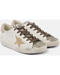 Golden Goose - Super-star Glitter Leather Sneakers - Lyst