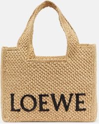 Loewe - Paula's Ibiza Small Logo Raffia Tote Bag - Lyst