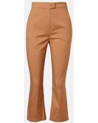 Max Mara - Curve Cotton-Blend Cropped Straight Pants - Lyst