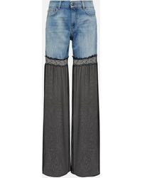 Nensi Dojaka - Lace-trimmed Mid-rise Wide-leg Jeans - Lyst