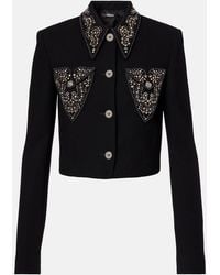 Versace - Studded Wool-Blend Jacket - Lyst