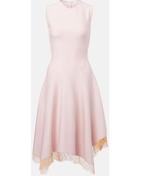 McQueen - Asymmetric Lace-Trimmed Midi Dress - Lyst