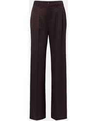Gucci - Silk Jacquard Wide-Leg Pants - Lyst