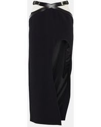 David Koma - Leather-Trimmed Midi Skirt - Lyst