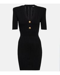 Balmain - Ribbed-knit Short-sleeve Dress - Women's - Sustainable Viscose/polyamide - Lyst