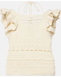 Zimmermann - Waverly Ruffled Crochet Cotton Top - Lyst