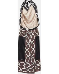 Valentino - Printed Silk Midi Dress - Lyst