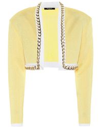 Balmain - Exclusivo En Mytheresa – Chaqueta De Punto Cropped Con Cadena - Lyst