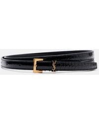 Saint Laurent - Cassandre Croc-Effect Leather Belt - Lyst