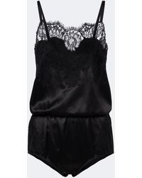 Dolce & Gabbana - Lace-Trimmed Silk And Cotton-Blend Romper - Lyst