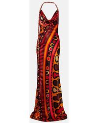 PUCCI - Soleil Open-Back Satin Maxi Dress - Lyst