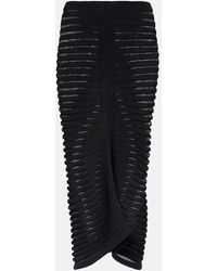 Alaïa - Striped Textured-Knit Midi Skirt - Lyst