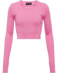 Dolce & Gabbana Cropped-Pullover DG aus Seide - Pink