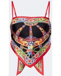 Dolce & Gabbana - Carretto Silk Twill Crop Top - Lyst