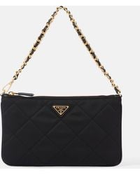 Prada - Re-Nylon Mini Leather-Trimmed Shoulder Bag - Lyst